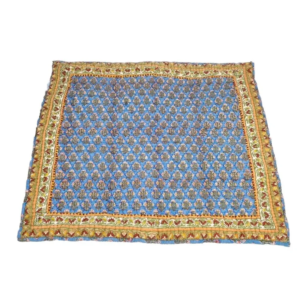 Pottery Barn Outlet Pillow Shams Euro Blue Green Floral Paisley Quilted Covers